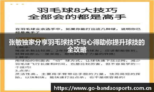 张敏独家分享羽毛球技巧与心得助你提升球技的全攻略
